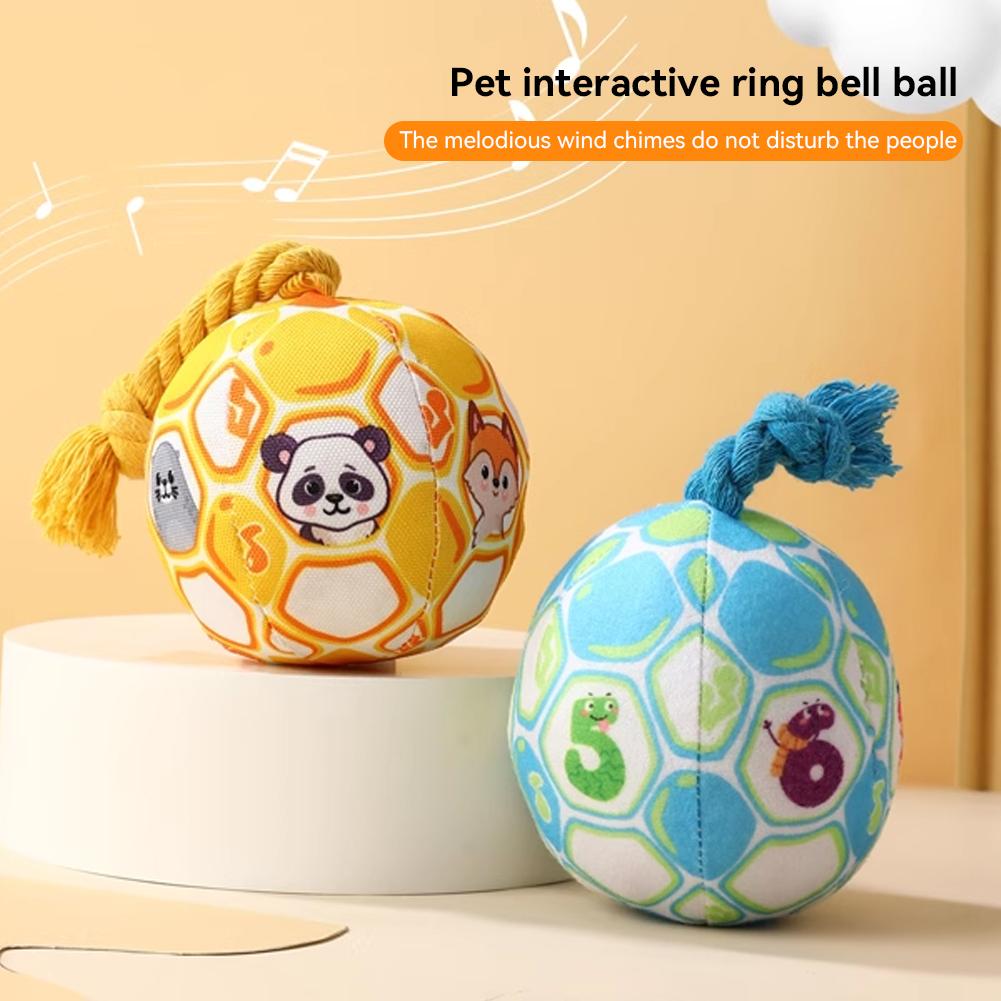 Dog Interactive Tug Ball Toy for Aggressive Chewers Training Decompress Bite Resistant Plush Handle Dog Toys with Bells Pet Supplies