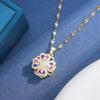 Rotatable Four Leaf Flower Necklace Women European American Style 360 Degree Collarbone Chain Niche Fashion Jewelry Gift
