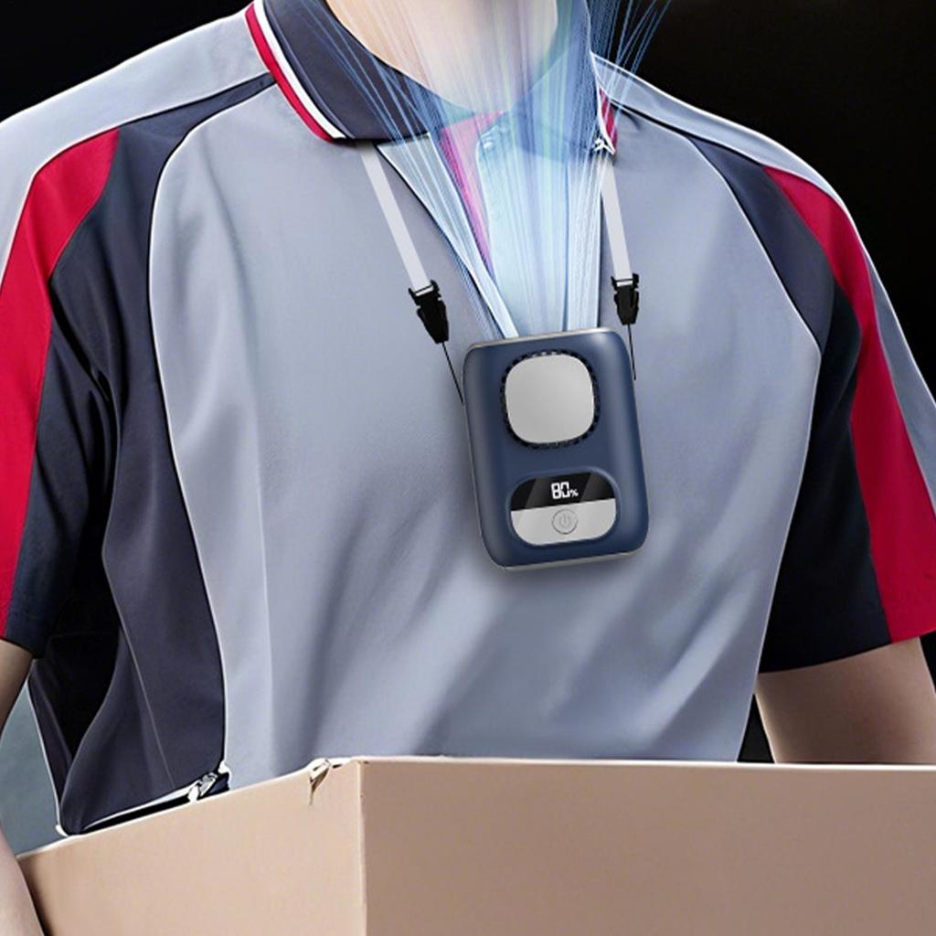 3CM Thin Tiny Portable Waist Fan 4000mAh Clip On Personal Neck Fan LED 12H Working 5 Speeds 10500RPM Strong Airflow with Lanyard