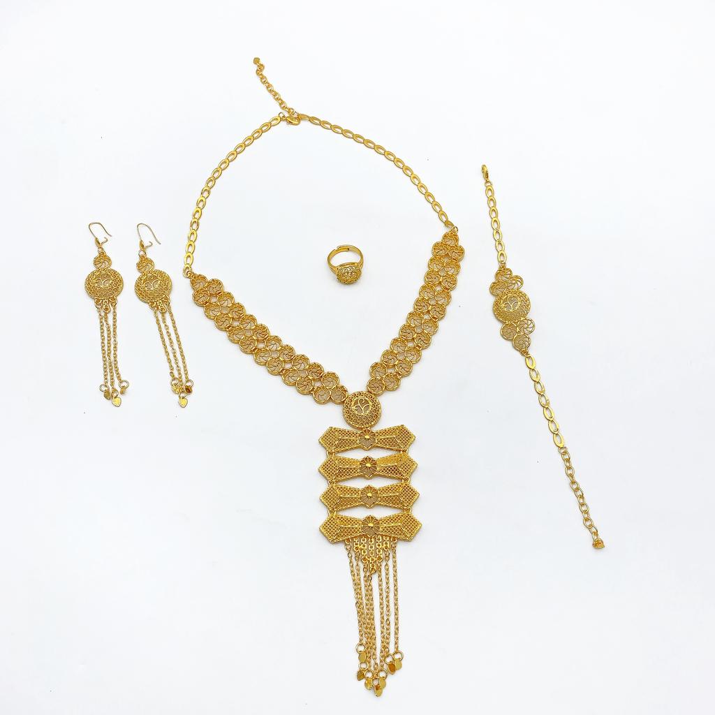 Middle East Dubai Bridal Jewelry Set Circle Necklace Earrings Saudi Wedding Necklace Earrings 2026