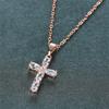 2021 Fashion Glitter Women Sexy Party AAA Zircon CZ Stone Girl Cross Pendant Necklace Chain for Women