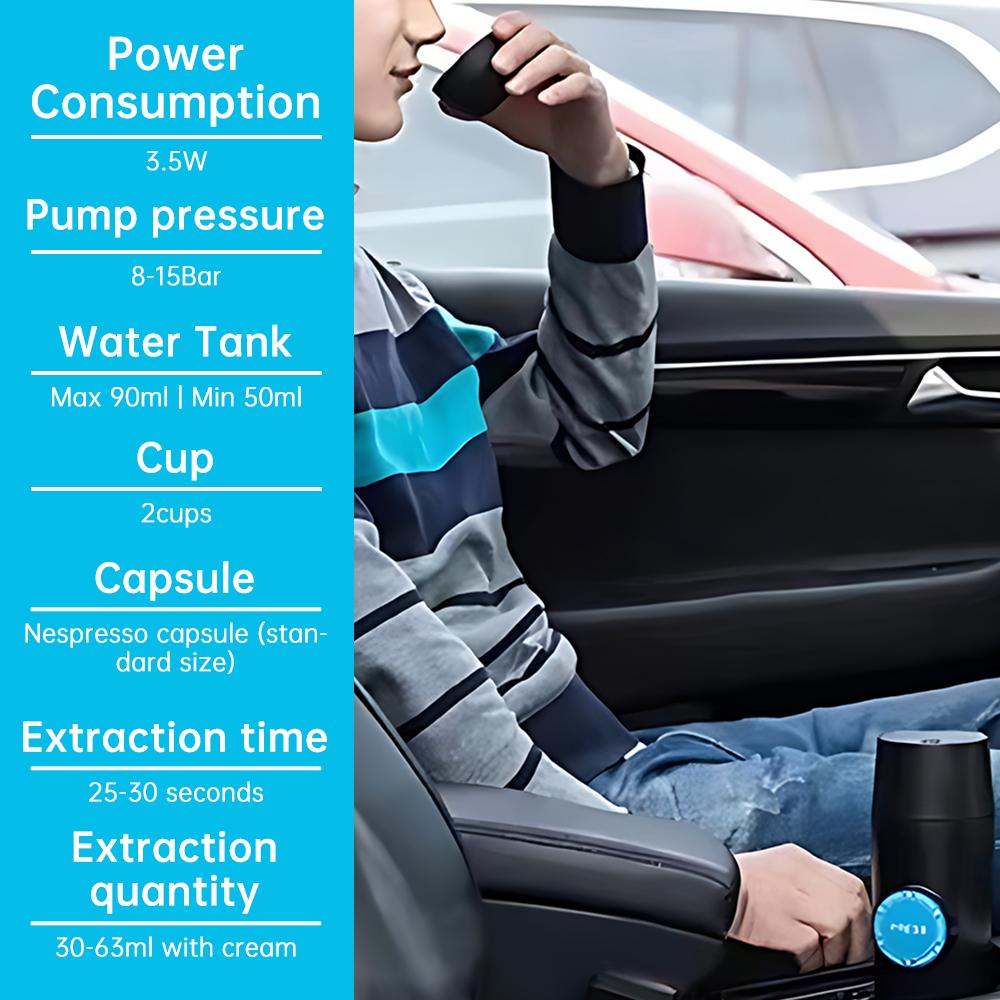 Портативная электрическая кофемашина эспрессо с беспроводным подогревом, мини-кофеварка с двумя порциями