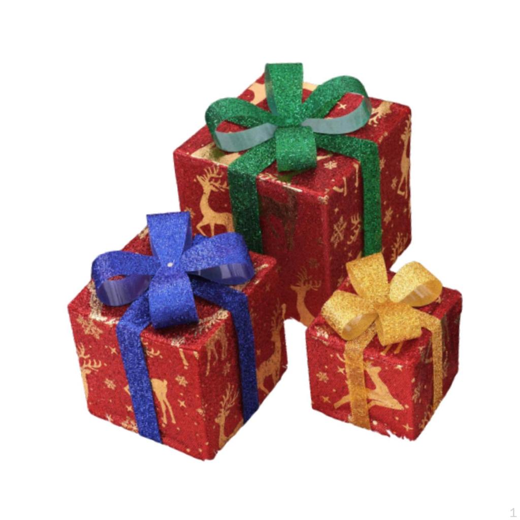 3 светящиеся подарочные коробки на Рождество, украшение на юбку, коробка для новинок, рождественские украшения