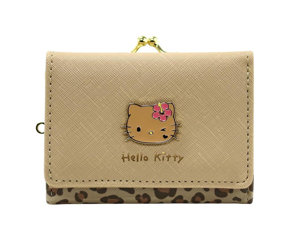 Трехстворчатый кошелек Aldi с застежкой, дизайн с животными, Hello Kitty, бежевый, HK79-2BE