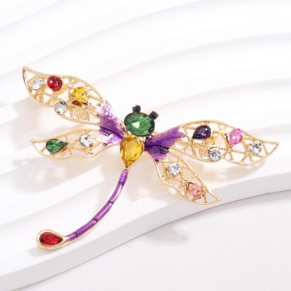 Женское пальто полихроматическая брошь-стрекоза, новая шестицветная брошь со стразами, булавка для женщин, ювелирные изделия, подарки PD1080