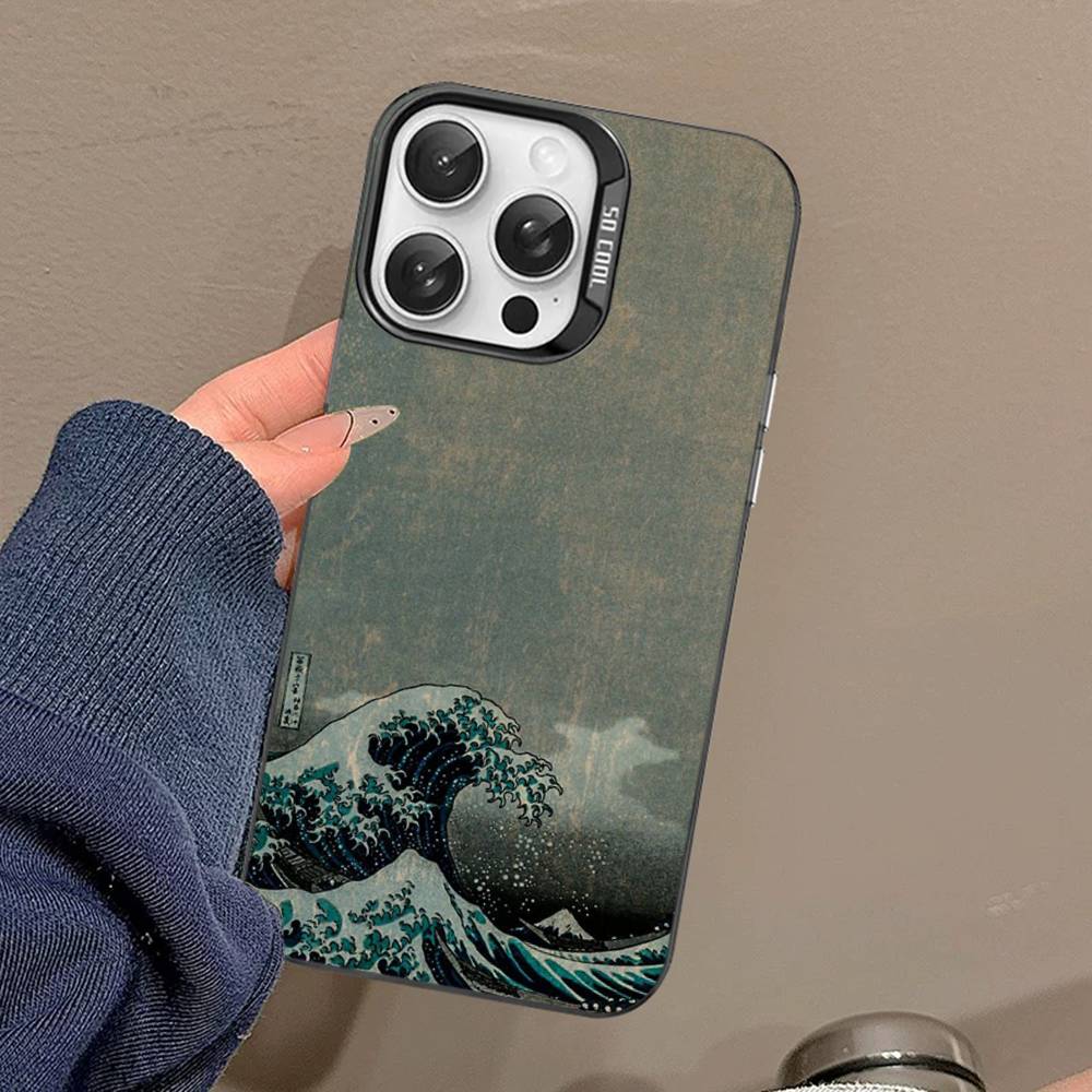 Японские волны Чехол для телефона Для IPhone 17 16 15 14 13 12 11 Pro MAX Матовый противоударный задний Противопадение Матовый чехол