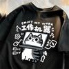Забавный инструмент Кошачий принт Футболки Японский стиль Женская дышащая одежда Летние топы Хип-хоп FeУнисекс Футболка Футболки с круглым вырезом