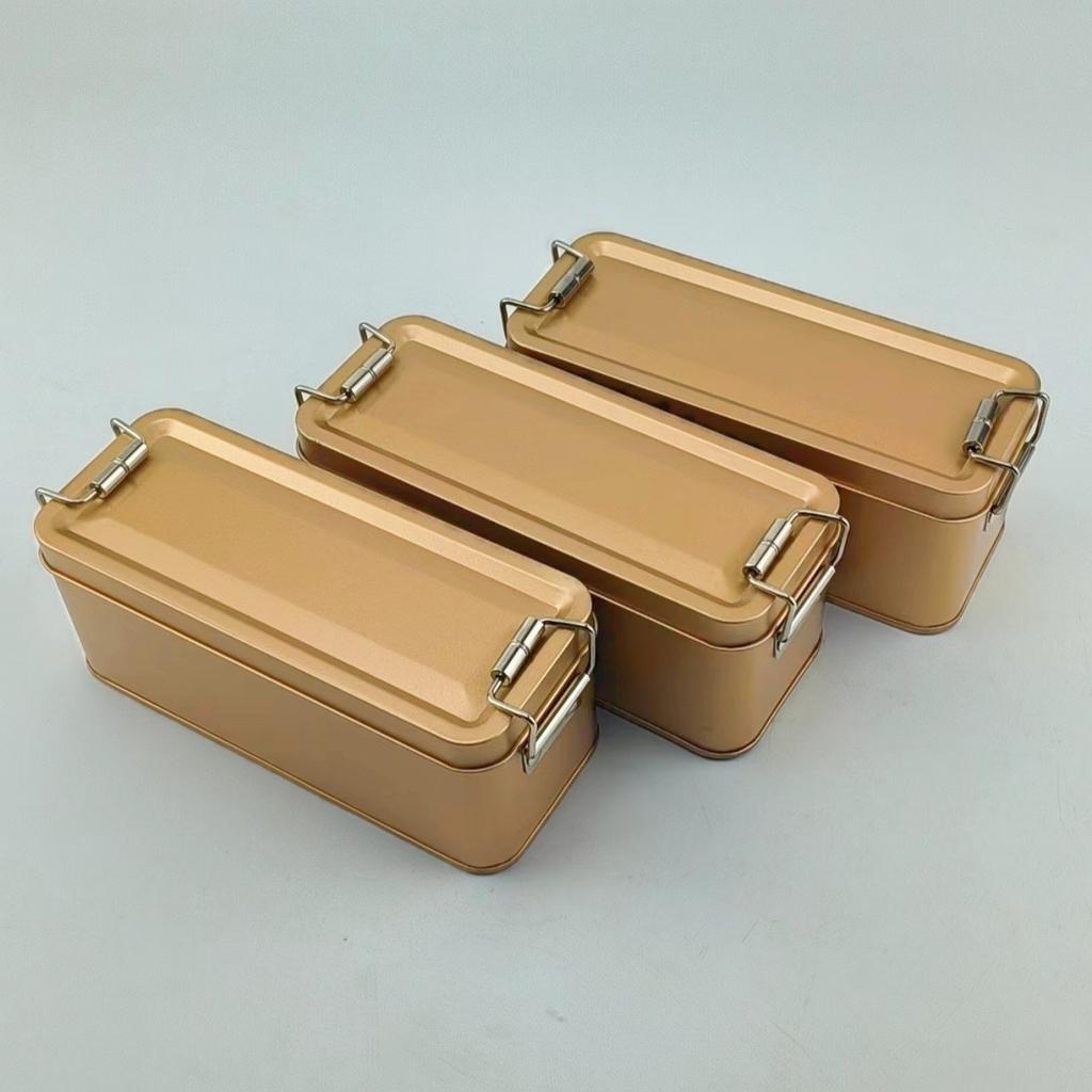 New Metal Rectangular Iron Box with Lid Storage Box Cake Packaging Box Durable Old-fashioned Buckle Iron Box