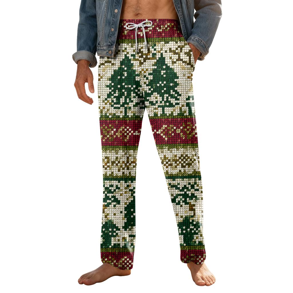 Мужские домашние мягкие пижамные штаны со шнурком и карманами, повседневные спортивные штаны