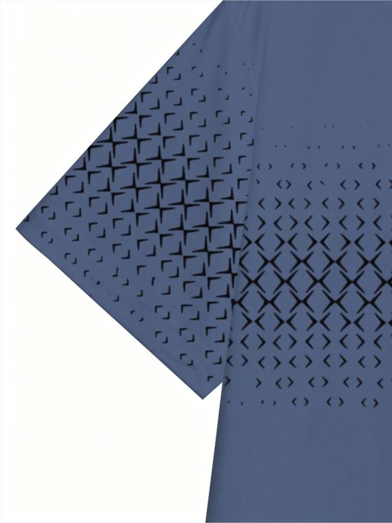 Men'S Outdoor Polo Shirt, Mixed Colors, Multiple Specifications Available, Polyester Material, Blue Background with Black Geometric Pattern, Suitable