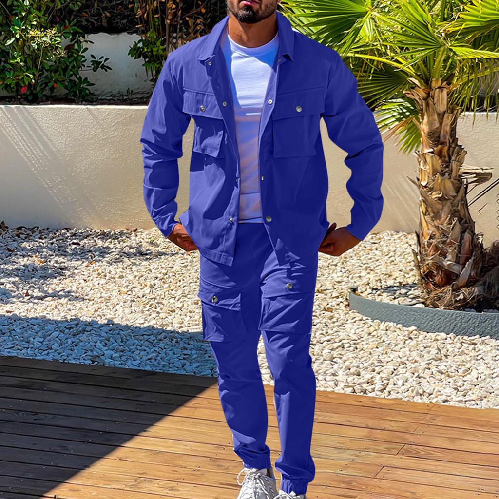 Мужской однотонный модный повседневный комплект, легкая мужская повседневная куртка-костюм