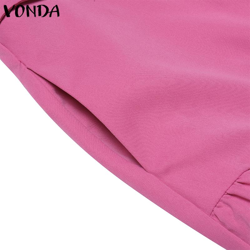 VONDA Женские винтажные платья с коротким рукавом и оборками и V-образным вырезом
