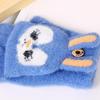 Winter Cartoon Rabbit Kids' Convertible Fingerless Fleece-Lined Gloves for Warmth and Writing.