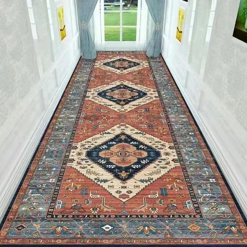 Ковер в китайском стиле для коридора, отель, лестница, нескользящие коврики, ковер для входа в дом, длинный ковер для коридора на заказ