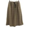 Wool Blend Check Pattern Long Length Skirt S Beige Waist Rubber Women Used