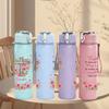 1PC Two Piece Floral Religious Text Print 750ml Color Plastic Sports Water Bottle Leakproof Flip Straw Lid Suitable for Sports Office Home Use