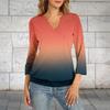 Женский топ с рукавом 3/4, вырез V, летний повседневный, рубашка с градиентным принтом