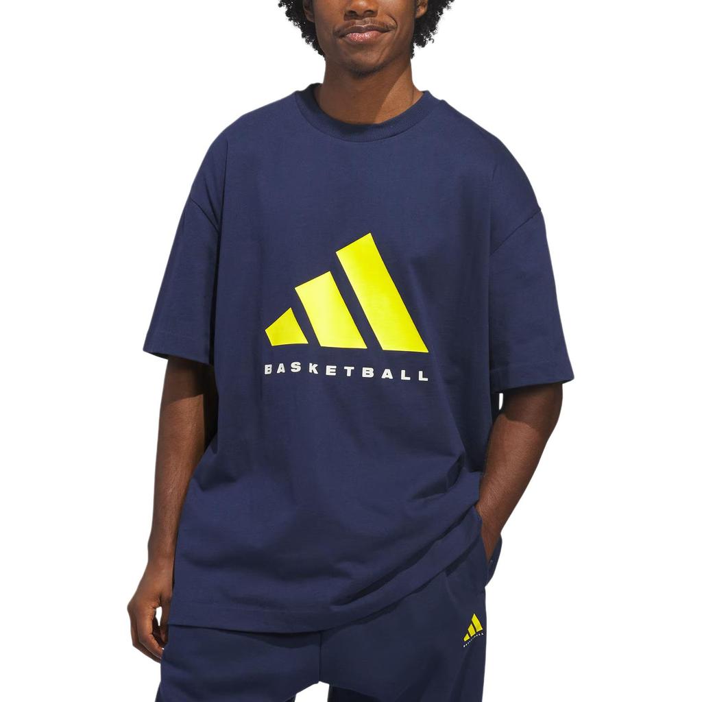 adidas Свободный пуловер с круглым вырезом, короткий рукав, баскетбольная майка, унисекс, топ KB7559