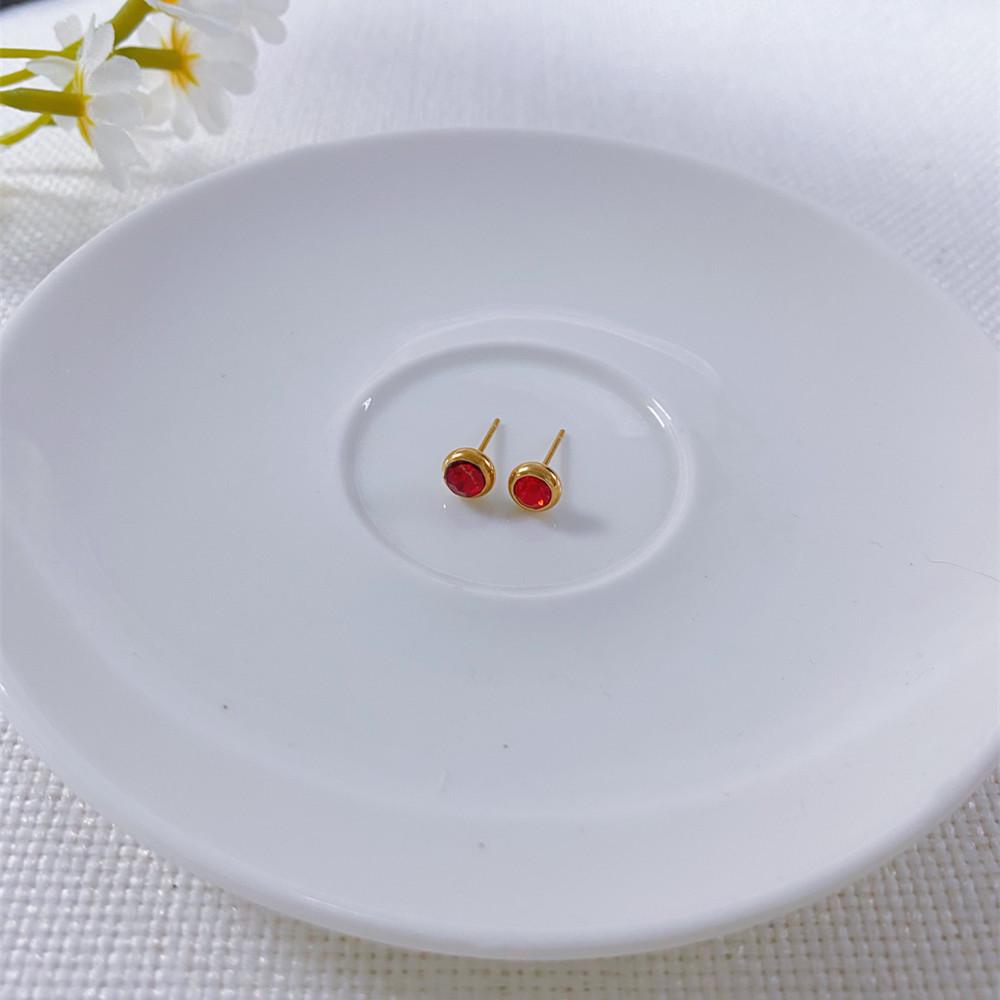 Европейско-американский нишевый стиль, разноцветные серьги с цирконием, камнем рождения, из нержавеющей стали