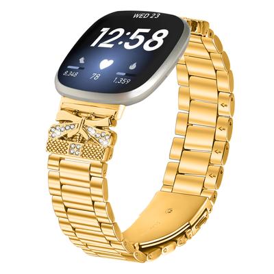 Сменный ремешок для Fitbit Versa 4/Sense 2, украшенный стразами-бабочками