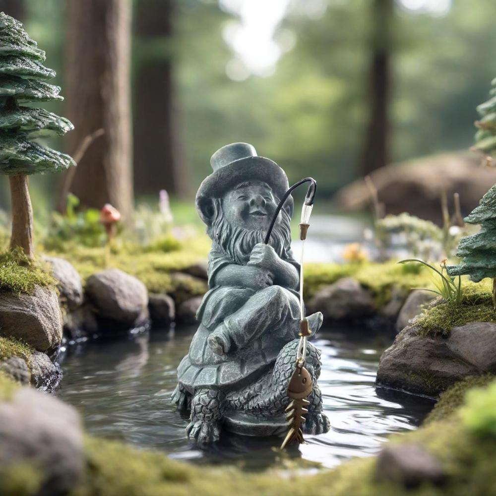 Creative Cute Elf Dwarf Fishing Ornament Resin Garden Fish Tank Decor Outdoor Courtyard Craft