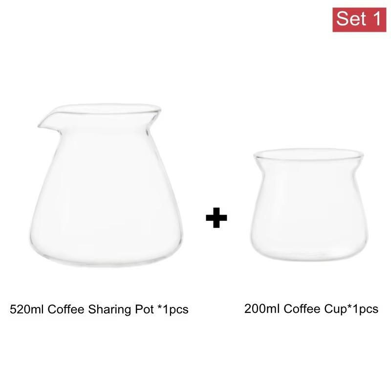 New 520ml 200ml 275ml Heat-resistant Glass Coffee Sharing Pot Coffee Server Hand Made Coffee Maker Teapot Coffee Utensils