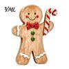 Holiday Tabletop Decor Christmas Wooden Gingerbread Man Decor, Rustic Gingerbread, Candy Cane House Figurines, Xmas Fireplace Mantle Ornaments