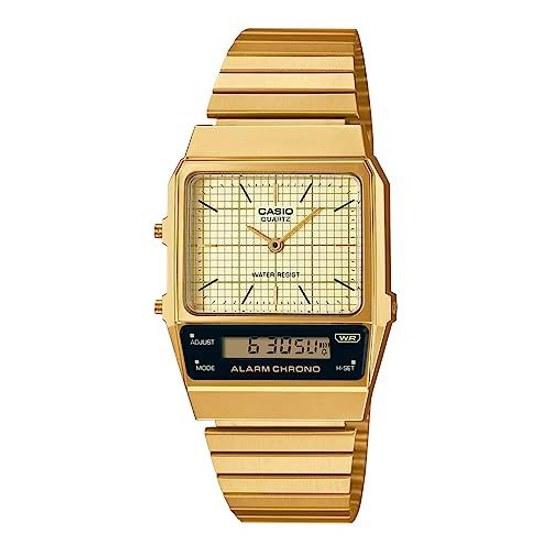 CASIO Стандартные Аналогово-Цифровые Кварцевые Наручные Часы AQ-800EG-9A Унисекс Золотые Зарубежная Модель