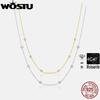 WOSTU Mossanite Station Wedding Chain Necklace For Women 925 Sterling Silver 18K Gold Diamond Cut BTY Layering Choker Necklaces