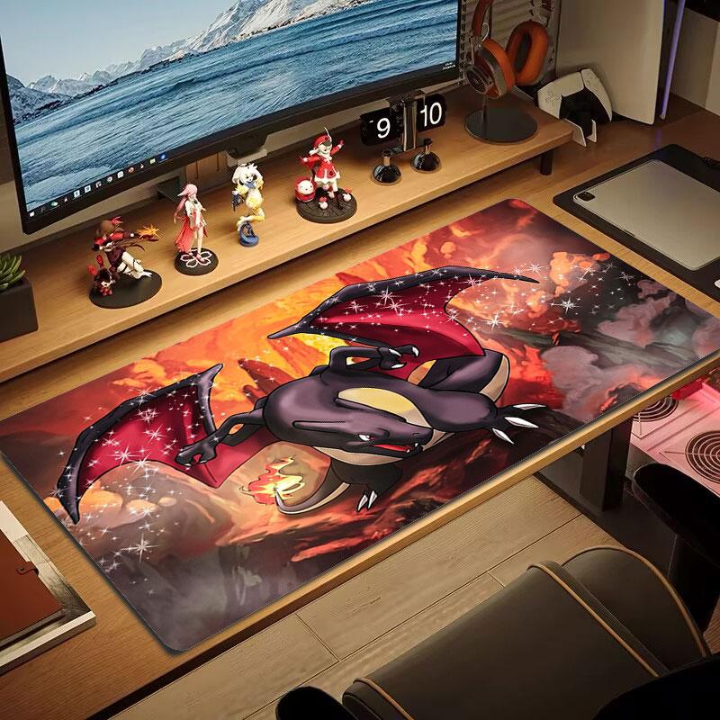 Charmander Mouse Pad, Large Gaming Desk Mat, Non-slip XXL Mousepad for Laptop & Tablet, Mini PC Playmat with Stitched Edges