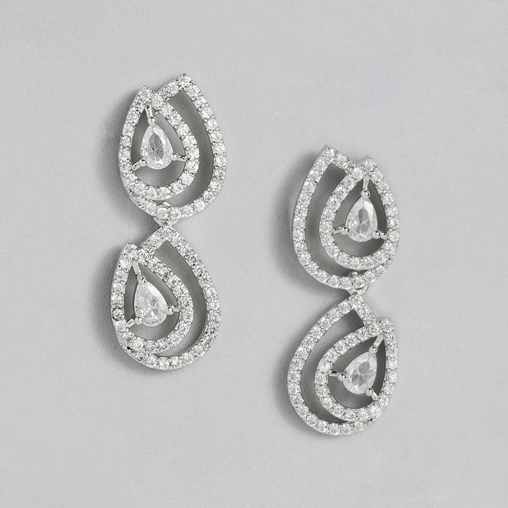 Комплект гламурного женского ожерелья Estele с родиевым покрытием CZ