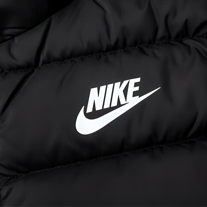 Nike Пуховик с принтом логотипа, воротником-стойкой, на молнии, детские куртки, черный цвет NY2242044GS-001
