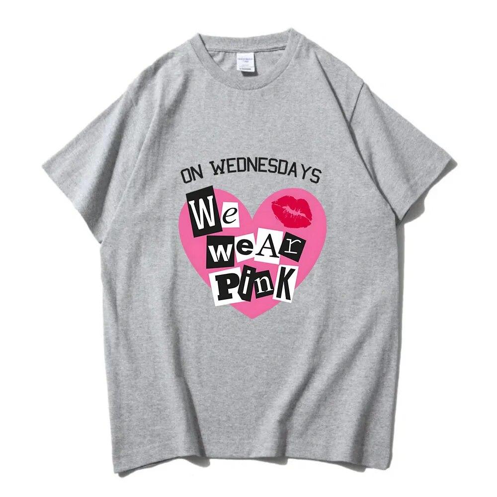 MeanGirls On Wednesday We Wear Pink T-shirts Short Sleeve Soft Cotton Tee-shirt Casual Spring Women/Men Tshirt Graphic Print Tee