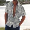 Men's Summer New Loose Print Short Sleeve Shirt Cardigan Beach Shirt