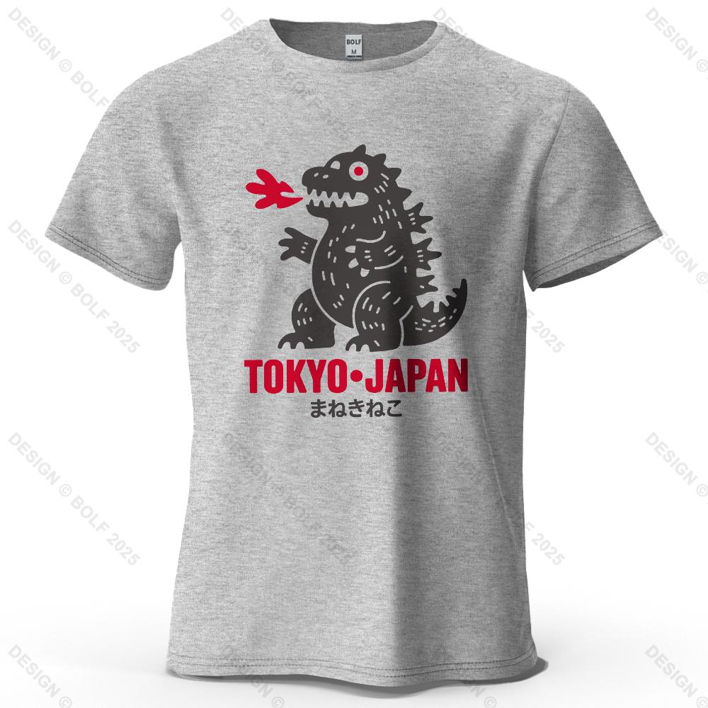 S5XL Tokyo Dinosaur Printed Mens TShirt 100 Cotton Oversized Japanese Harajuku Graphic Tees Tops Tees Casual Streetwear
