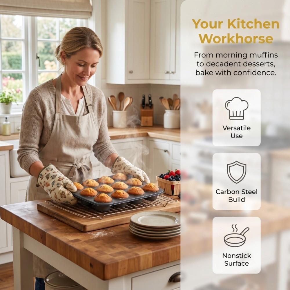 Carbon Steel Cupcake Tin Nonstick Coating Bakeware Tray Mini Bakeware Muffin Mold  Pudding Baking