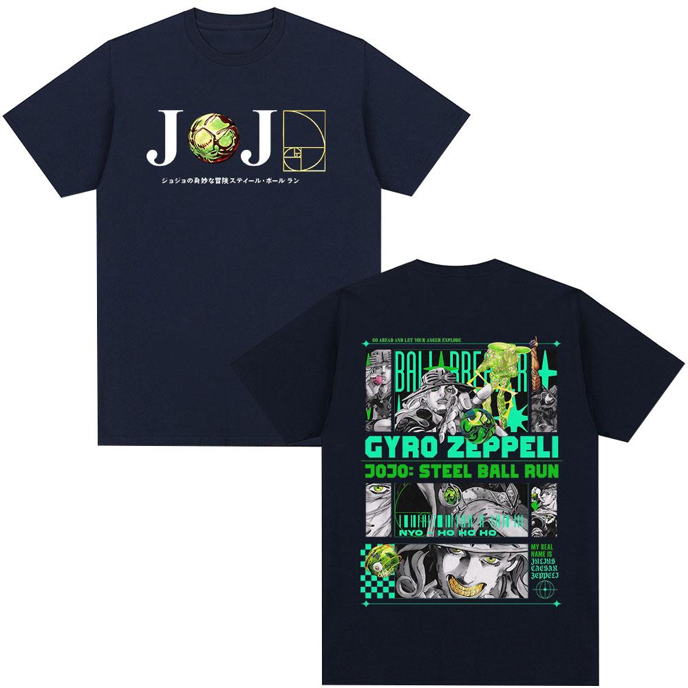 Аниме JoJo's Bizarre Adventure STEEL BALL RUN Гиро Цеппели Футболки Унисекс Повседневные Харадзюку Хлопок Короткий рукав Футболка Уличная одежда