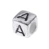 100x Assorted Metallic Acrylic Alphabets Letter Cube Beads Pony Beads Silver