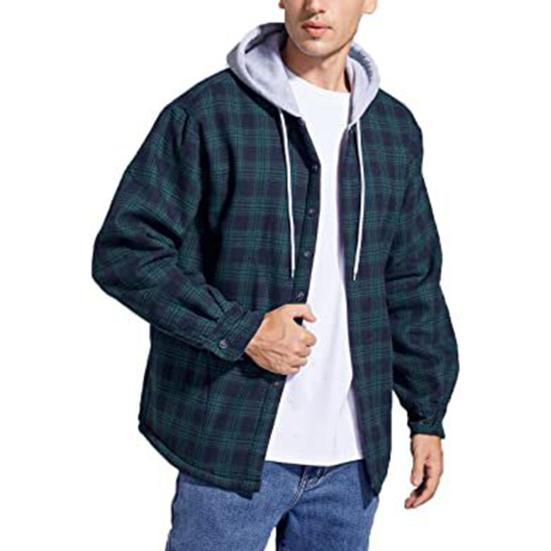 Мужская зимняя куртка в клетку на пуговицах, морозостойкая, свободная, с плюшевой подкладкой, с капюшоном, верхняя одежда