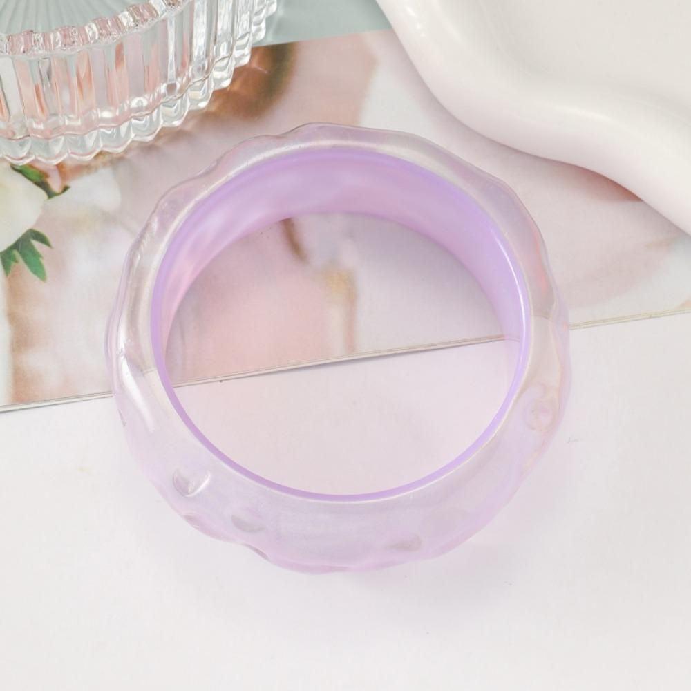 Wave Jelly Color Wide Bracelet Bohemian Retro  Hand Ring Exaggerated Glitter Acrylic Bangle  Girls