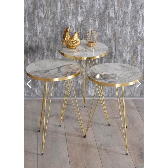 Журнальный столик Nesting Gold Efes Wire 3 шт.