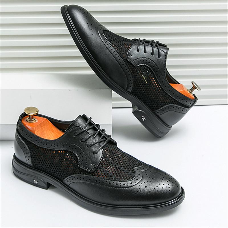Summer Fashion New Men's Pointed Breathable Patent Leather Oxford Shoes Designer Formal Wedding Prom Dress Homecoming Footwear