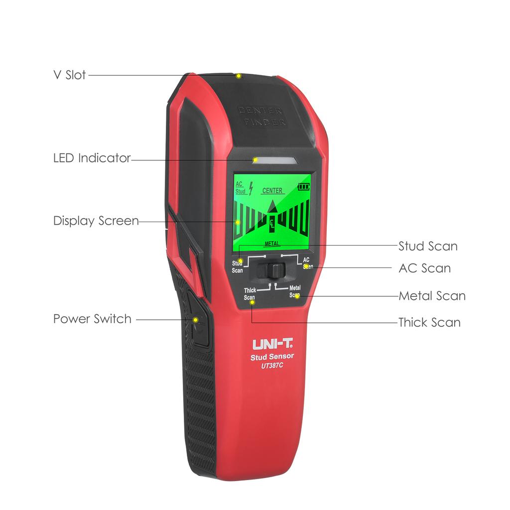 UNI-T Поиск шпилек Настенный сканер Детектор шпилек Цифровой настенный детектор Металлоискатель Детектор проводов переменного тока