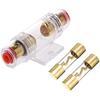 50A Inline Agu Fuse Holder Car Automotive Audio Safety Protect Glass Tube Gold-Plated With 2 X 50 Amp Agu Fuse