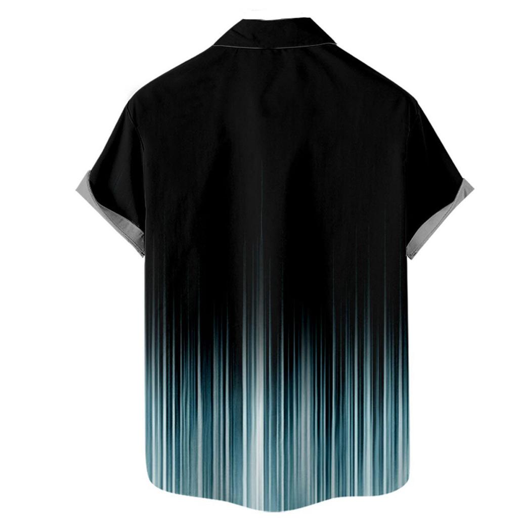 Мужская повседневная пляжная праздничная одежда с отворотом и градиентом, мужская модная рубашка