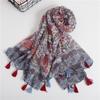Flower Pattern Retro Ethnic Style Scarf, Small And Fresh European And American Cotton And Linen Thin Scarf For Women