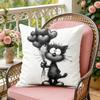 Valentine Black Cat Cushion Cover Soft Plush Throw Pillow Cover  DoubleSided Decorative Cushion Case  Sofa Bedroom Home Decor