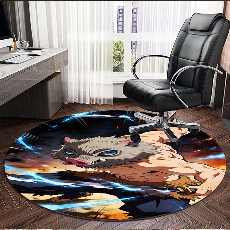 Demon Slayer Print Round Rug, Washable Floor Carpet, For Entryway Dorm Laundry Room Office Study, Home Decor Birthday Christmas Gift