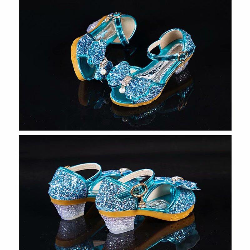 New Princess Shoes Kids Shoes Girls High Heels Dress Shoes Flower Butterfly Sandals Bowknot Crystal Princess Queen Cosplay Party Girl Dance Shoes