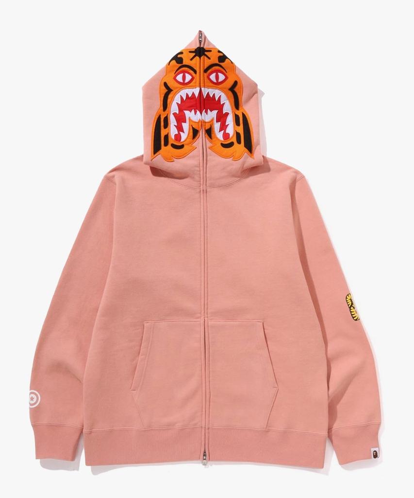 Bape Толстовка на молнии с тигром (M) розовый